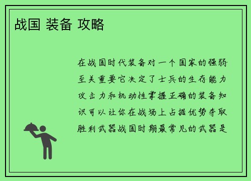战国 装备 攻略